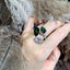 Retro Geometric Emerald Green Zircon Open Ring for Women