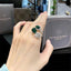 Retro Geometric Emerald Green Zircon Open Ring for Women