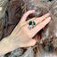 Retro Geometric Emerald Green Zircon Open Ring for Women