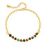Retro Geometric Colorful Stone Beaded 18k Gold Plated Copper Bracelet