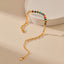 Retro Geometric Colorful Stone Beaded 18k Gold Plated Copper Bracelet