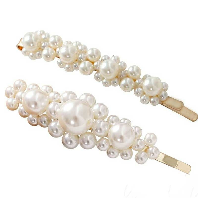 Retro Baroque Geometric Pearl Hair Clip for Women