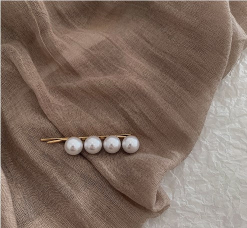 Retro Baroque Geometric Pearl Hair Clip for Women