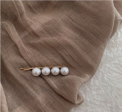 Retro Baroque Geometric Pearl Hair Clip for Women