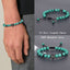 Retro Geometric Lapis Lazuli and Malachite Men's Bracelet with Zircon Detailing