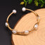 Retro Geometric Turquoise Crystal 18k Gold Plated Freshwater Pearl Bangle Bracelet