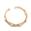 Retro Geometric Turquoise Crystal 18k Gold Plated Freshwater Pearl Bangle Bracelet