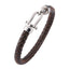 Retro Geometric Stainless Steel Leather Men's Bracelet with Horseshoe Buckle