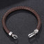 Retro Geometric Stainless Steel Leather Men's Bracelet with Horseshoe Buckle