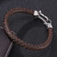 Retro Geometric Stainless Steel Leather Men's Bracelet with Horseshoe Buckle