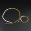 Retro Geometric Stainless Steel Pearl Necklace & Bracelet Set with U-Shaped Horseshoe Design