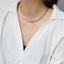 Retro Geometric Stainless Steel Pearl Necklace & Bracelet Set with U-Shaped Horseshoe Design