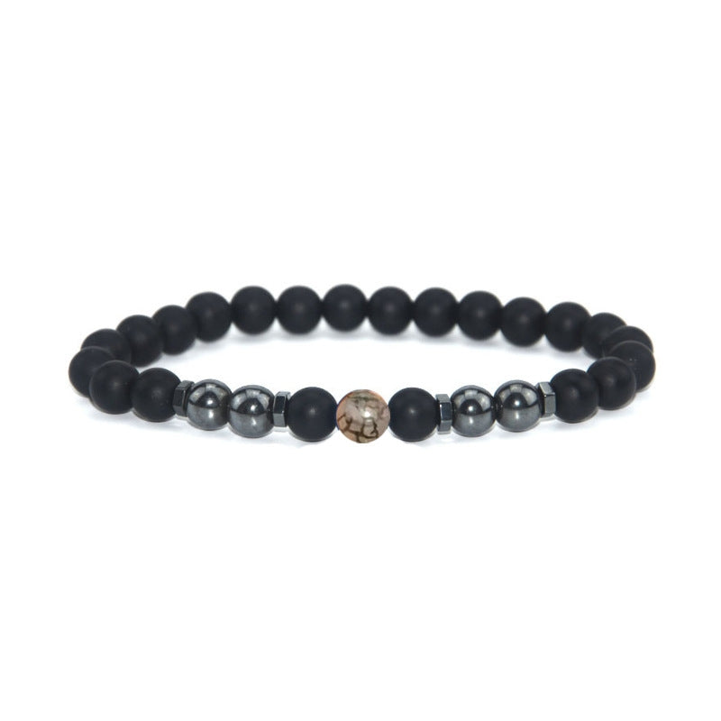 Retro Matte Black Magnetic Stone Beaded Anklet