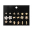 Retro Gold Earrings Set - 9 Pairs Minimalist Vintage Studs Collection