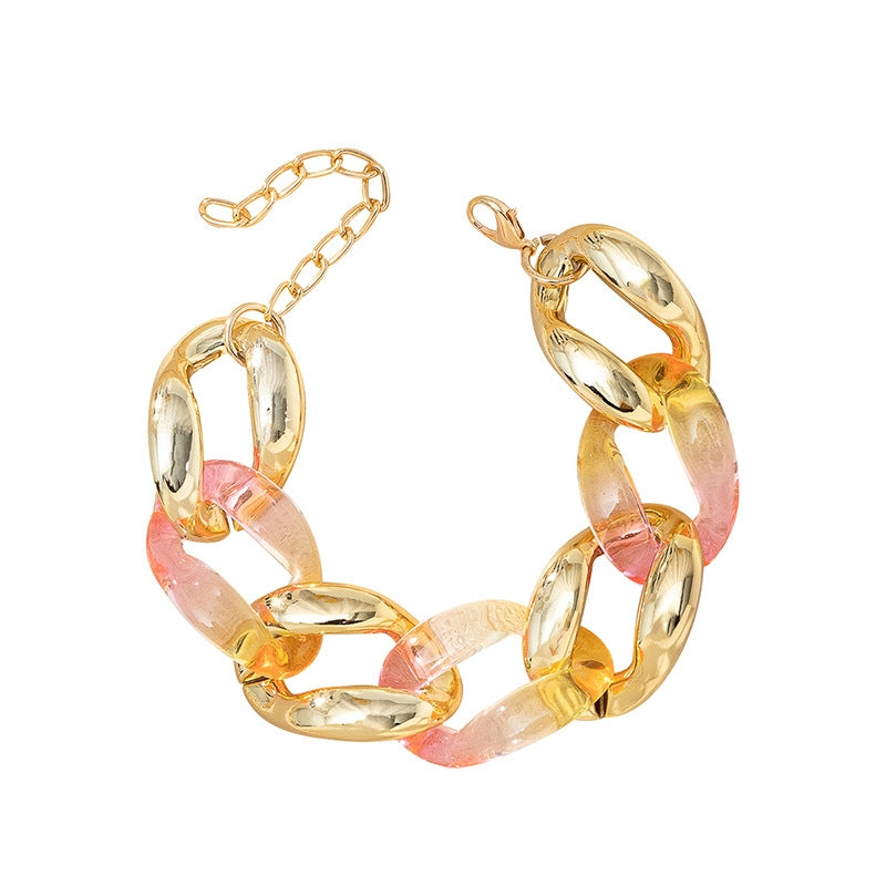 Retro Gradient Color Resin UV Chain Bracelet - Personalized Design Women's Fashion Accessory