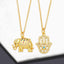 Retro Elephant Zircon Pendant Necklace in Copper Gold Plated Finish