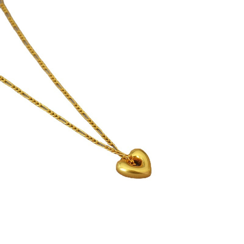 Retro Heart Shape Gold Plated Brass Pendant Necklace