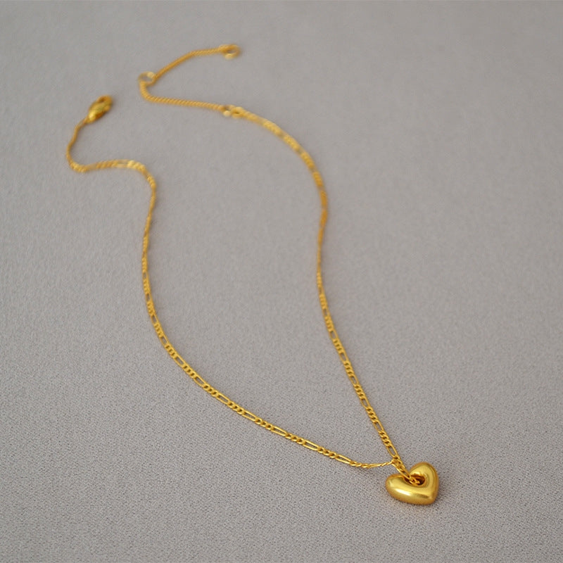 Retro Heart Shape Gold Plated Brass Pendant Necklace