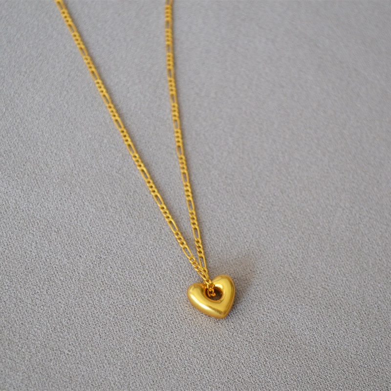 Retro Heart Shape Gold Plated Brass Pendant Necklace