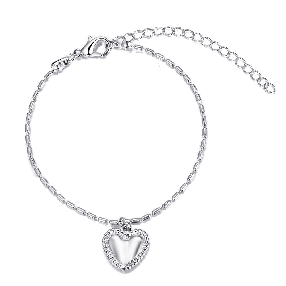 Retro Heart Shape Alloy Plated Love Pendant Bracelet for Women