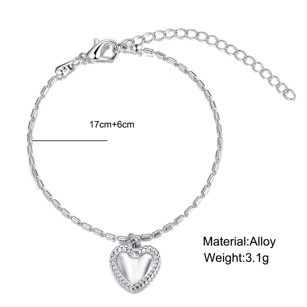 Retro Heart Shape Alloy Plated Love Pendant Bracelet for Women