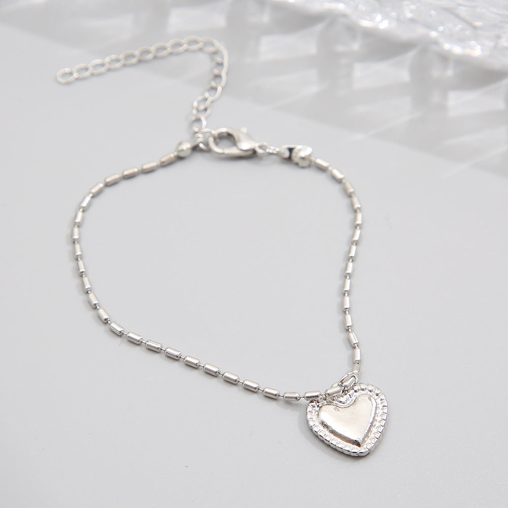 Retro Heart Shape Alloy Plated Love Pendant Bracelet for Women