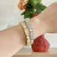 Vintage Heart Shaped Gemstone Alloy Bracelet with Gold Silver Chain