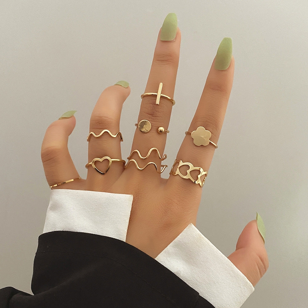 Retro Geometric Heart Shape Alloy Women's Ring Set