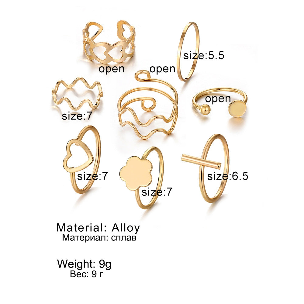 Retro Geometric Heart Shape Alloy Women's Ring Set
