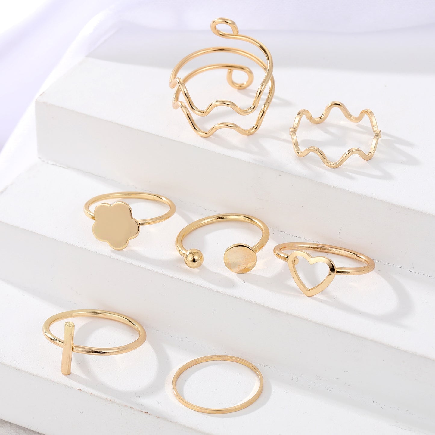 Retro Geometric Heart Shape Alloy Women's Ring Set