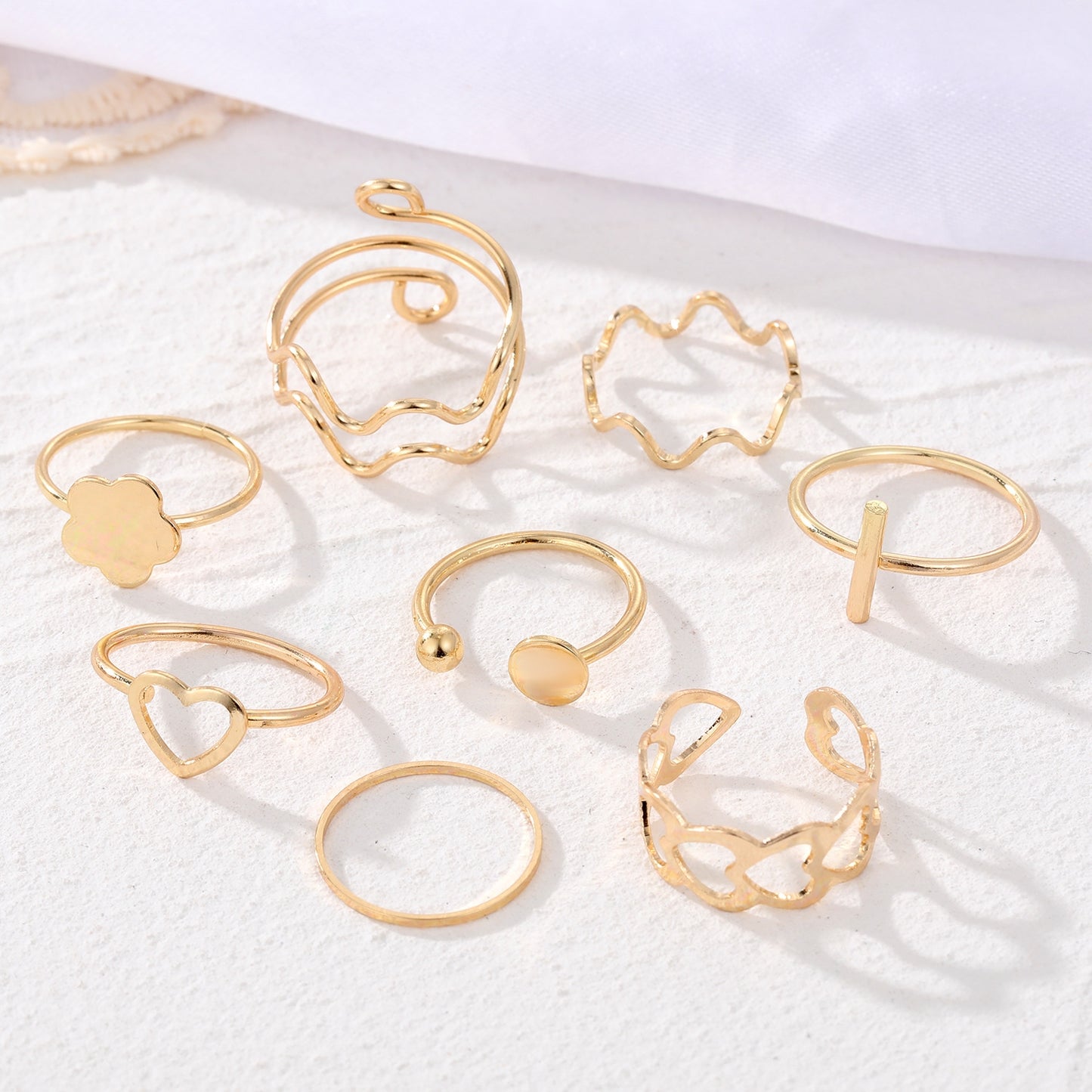 Retro Geometric Heart Shape Alloy Women's Ring Set