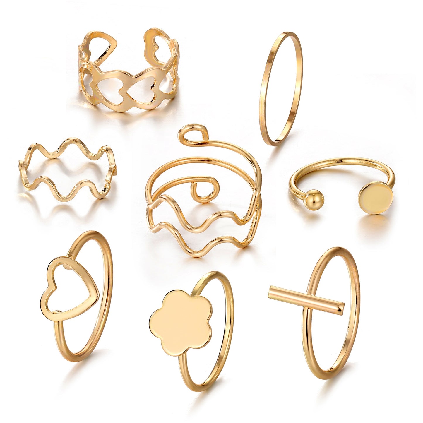Retro Geometric Heart Shape Alloy Women's Ring Set