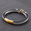 Retro Hexagon Stainless Steel Cowhide 18K Gold Plated Men's Bracelet