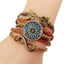 Retro Bohemian Mandala Glass Inlay Butterfly Leather Layered Bracelet