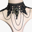 Retro Lace Crystal Alloy Necklace and Earrings Set with Punk Black Lace Choker and Tassel Pendant