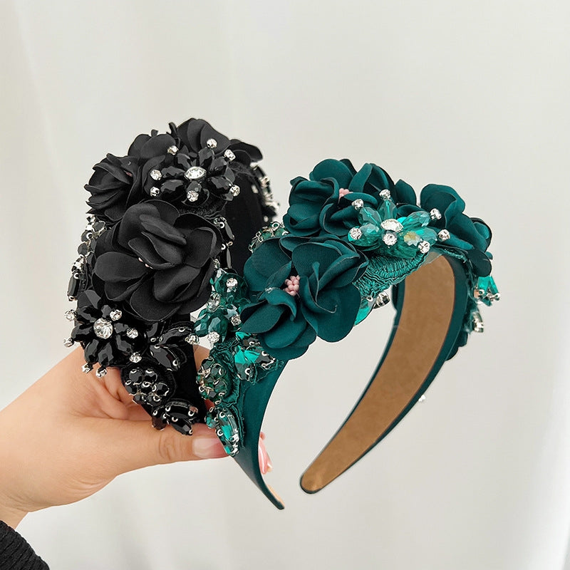 Retro Baroque Rhinestone Flower Hairband