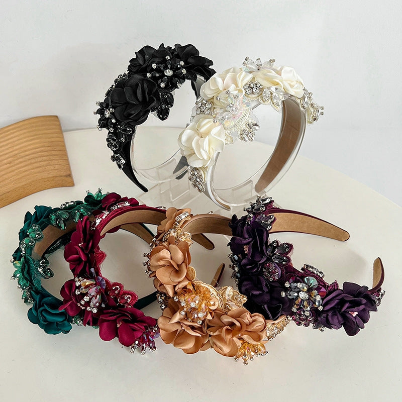 Retro Baroque Rhinestone Flower Hairband