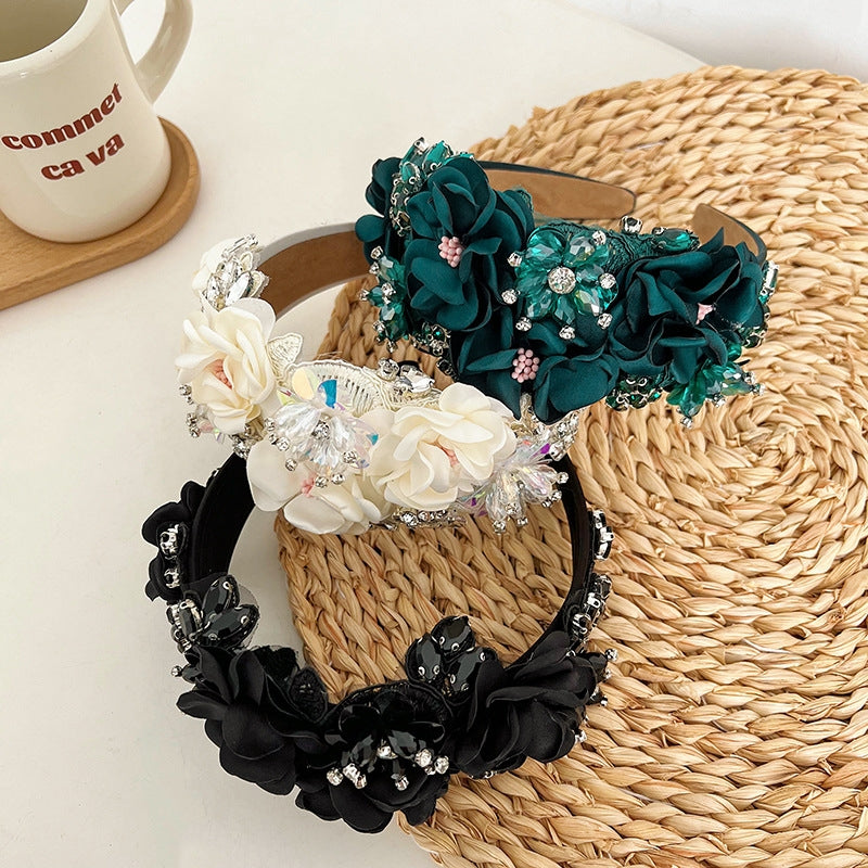 Retro Baroque Rhinestone Flower Hairband