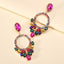 Retro Geometric Rhinestone Inlay Statement Drop Earrings for Women