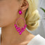 Retro Geometric Rhinestone Inlay Statement Drop Earrings for Women