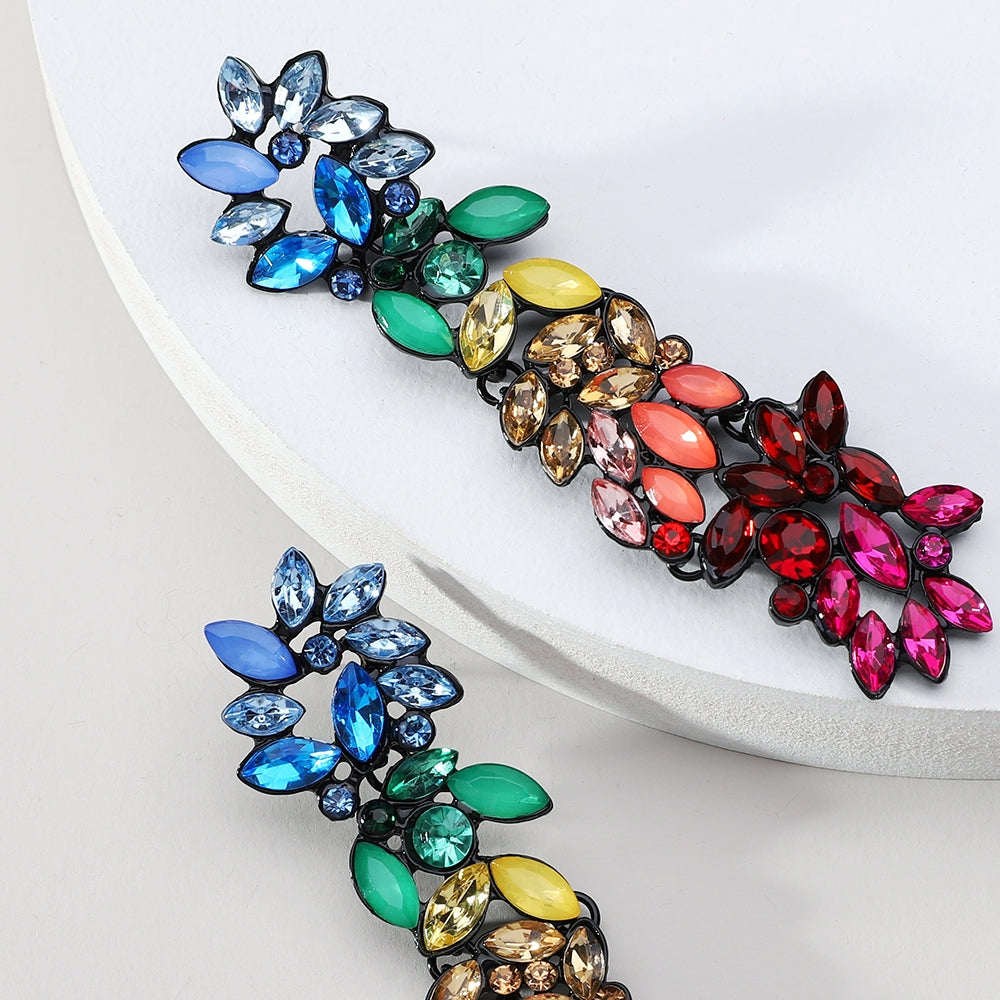 Retro Bohemian Gradient Rhinestone Gemstone Women's Drop Earrings