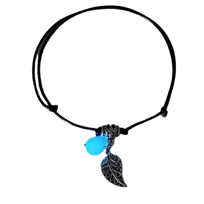 Retro Leaf Glow-in-the-Dark Heart Magnetic Unisex Bracelet