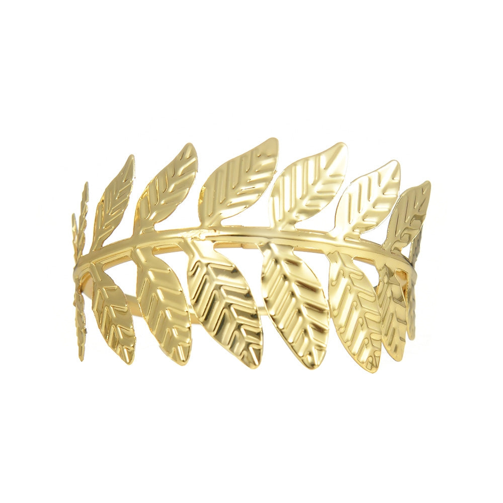 Retro Leaf Design Gold Metal Napkin Ring