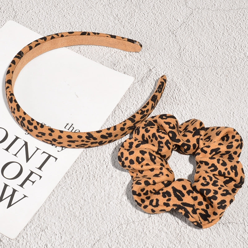 Retro Leopard Print Hairband Scrunchie for Women