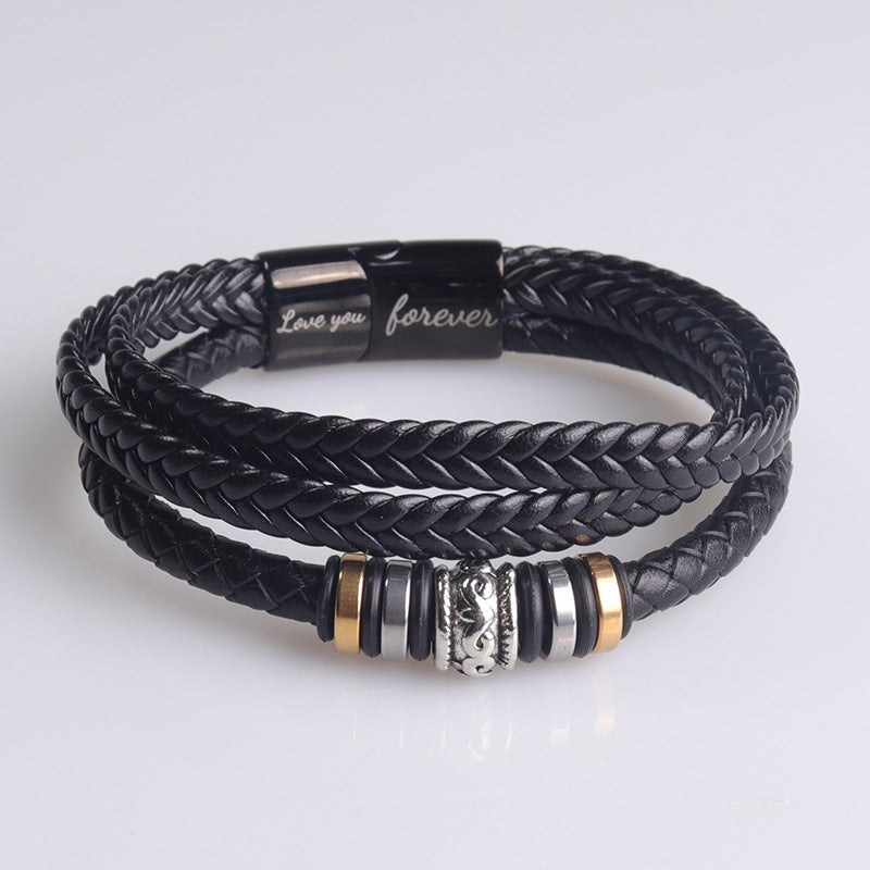 Retro Alloy Men's Multi-Layer Leather Bracelet