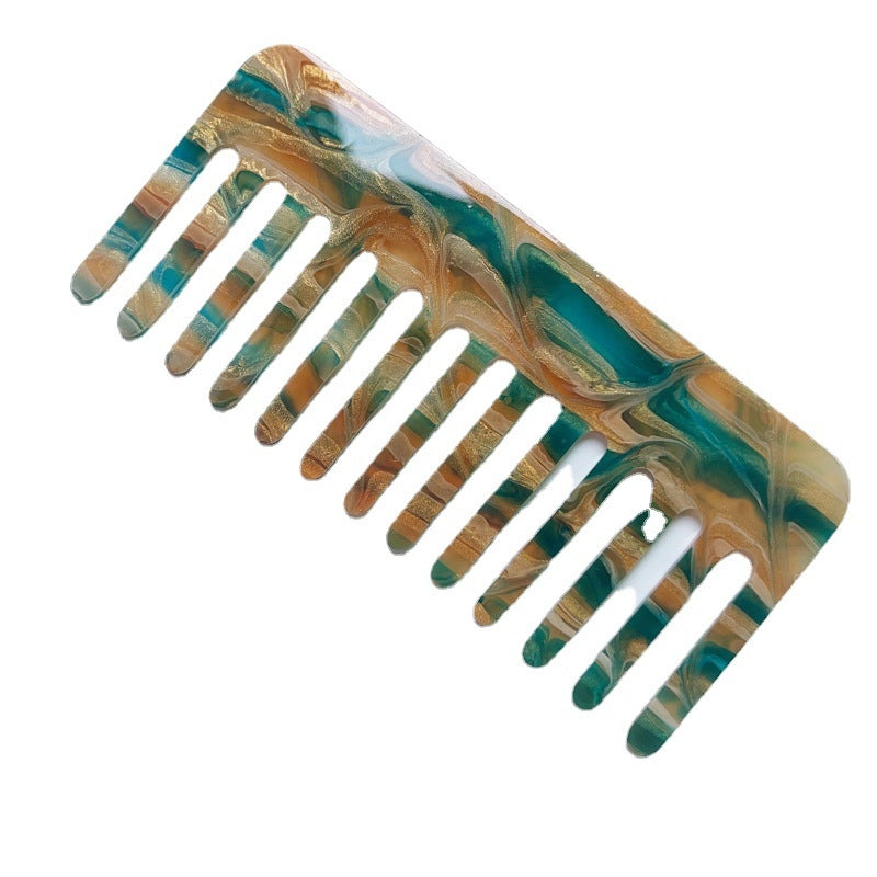 Retro Acrylic Marble Hair Comb - Anti-Static Ink Texture Hairdressing Tool for Women