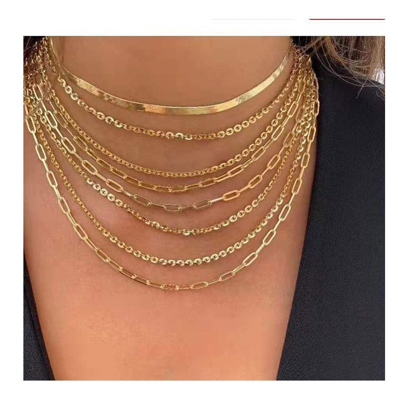 Retro Multi-layer Geometric Gold Statement Necklace for Women