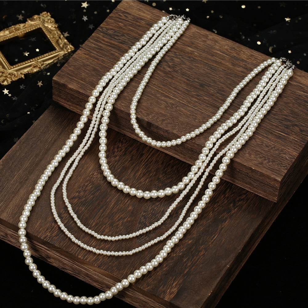 Retro Multi-layered Pearl Bridal Wedding Necklace