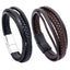 Retro Multilayer Hand-Woven Leather Bracelet with Magnet Buckle for Women and Couples