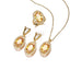 Retro Oval Brass Inlay Zircon Jewelry Set - Necklace, Earrings, and Rings